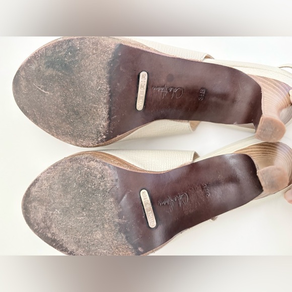 Cole Haan  Nike air Cream Elegant Leather Peep Toe Heel Slingback Sz 8.5/3” Heel - Picture 10 of 14